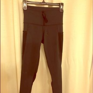 DYI black suede and mesh laced leggings